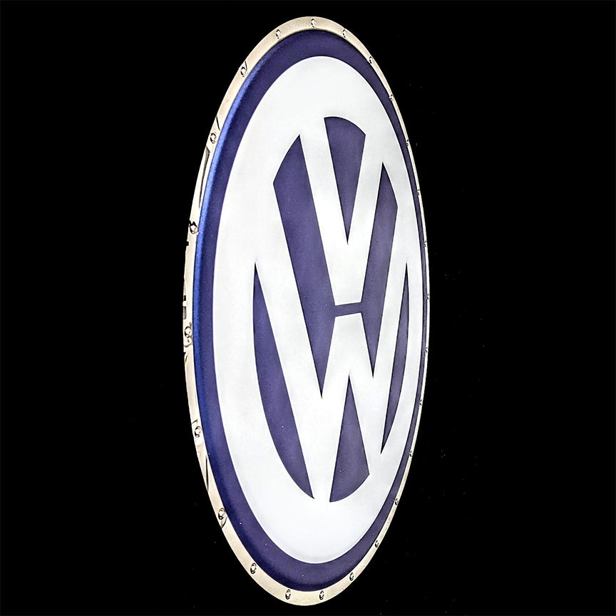 embossed mirror polished stainless steel sign garage décor Volkswagen logo side