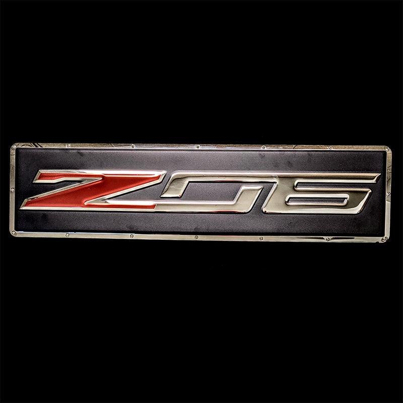 embossed mirror polished stainless steel sign décor Corvette c7 z06