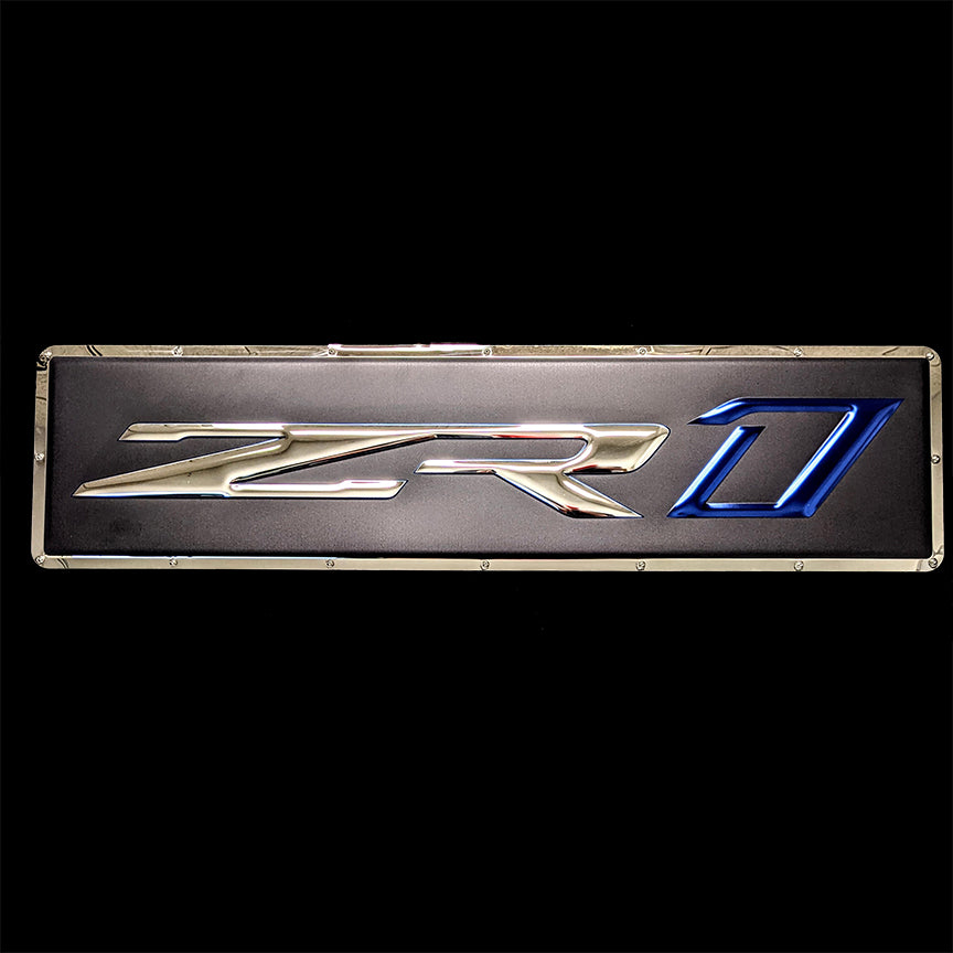 embossed mirror polished stainless steel sign décor Corvette c7 zr1