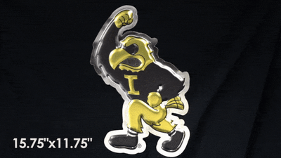 embossed mirror polished stainless steel sign décor iowa herky mascot