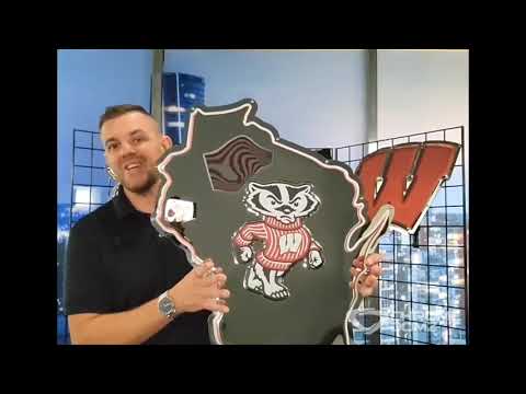 Wisconsin Shaped Bucky Metal Sign