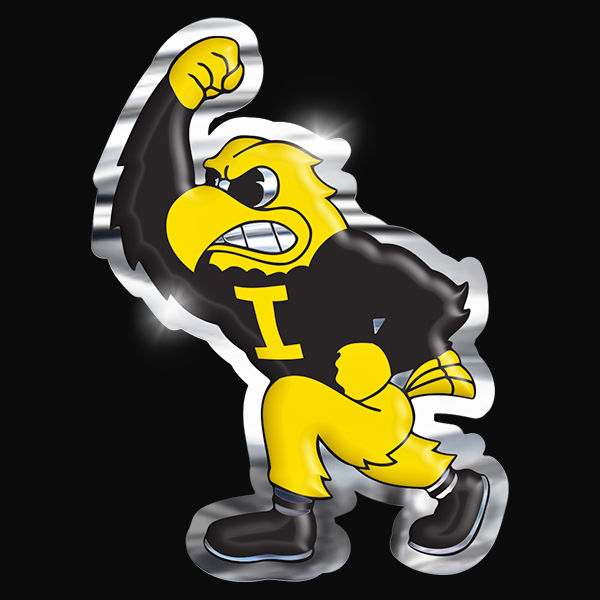 embossed mirror polished stainless steel sign décor iowa herky mascot