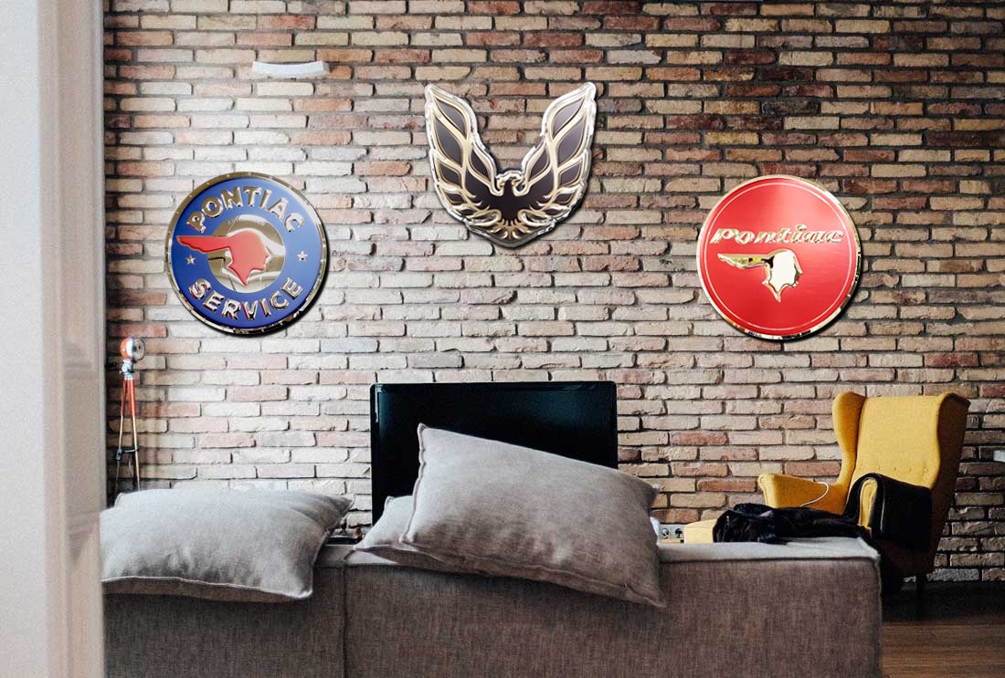 embossed mirror polished stainless steel sign garage décor Pontiac Trans Am Firebird gold on wall