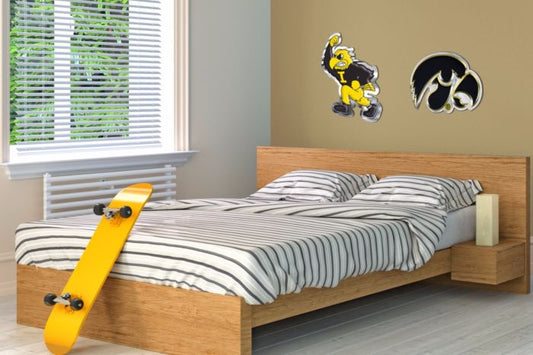 embossed mirror polished stainless steel sign décor iowa herky mascot on wall